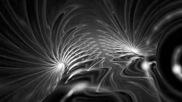 Black White Background Playing Video Jockey Psychedelic Abstraction Hypnosis — Stock Video