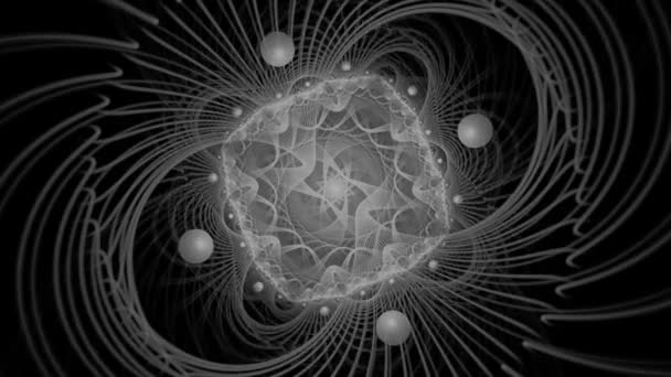 Black White Background Playing Video Jockey Psychedelic Abstraction Hypnosis — Stock Video