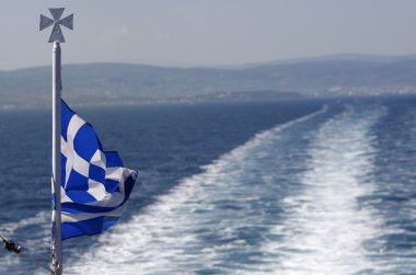 Greece flag ship backwash clipart