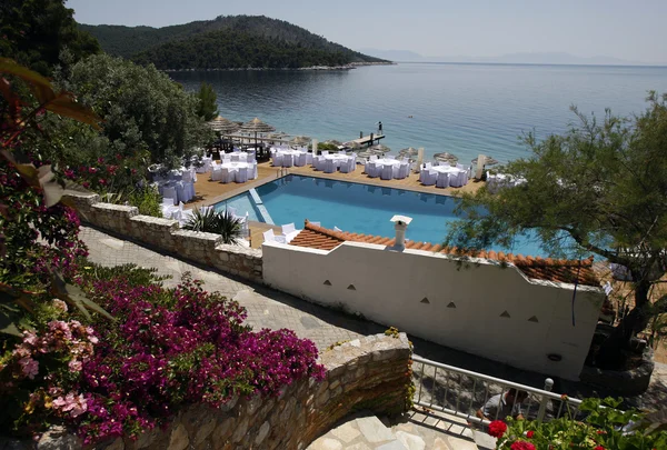 Hotel Ilha de Skopelos mesas de casamento — Fotografia de Stock