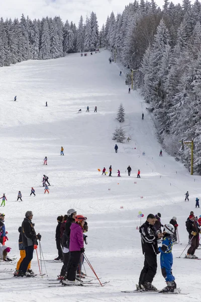 Bulgaria Sofia Vitosha February People Have Fun Skiing Vitosha Mountain — Stock Photo, Image