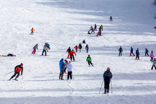 Bulgaria Sofia Vitosha February People Have Fun Skiing Vitosha Mountain — Stock Photo, Image