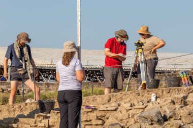 Gradsko, Stobi, North Macedonia - July 21 2022: Archaeologists are working at Archaeological Site Stobi.
