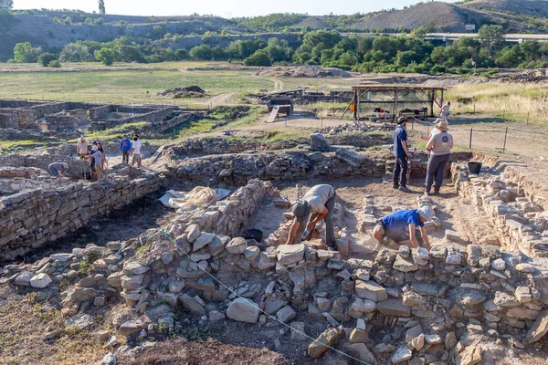 Gradsko Stobi North Macedonia July 2022 Archaeologists Working Archaeological Site — стоковое фото