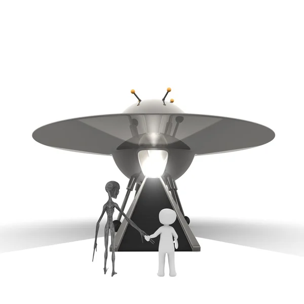 Alien und ein Ufo — Stockfoto