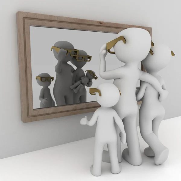 鏡の中の家族 — ストック写真