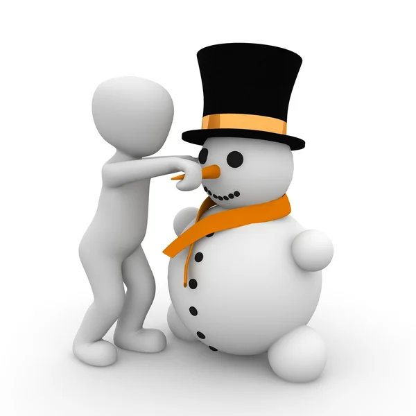 Construir un muñeco de nieve — Foto de Stock