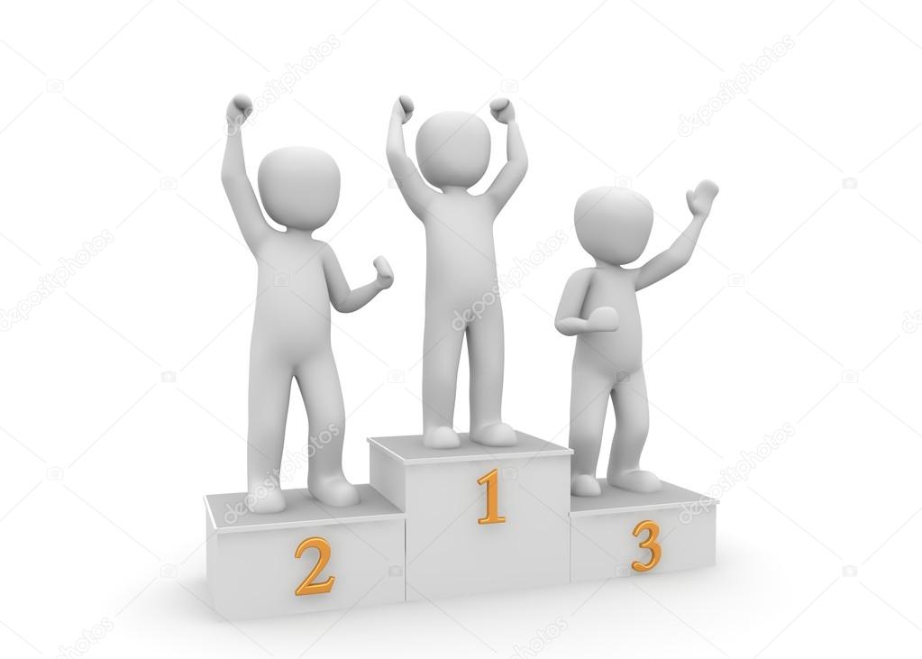 On the podium, there are three places to second and third and above the first.