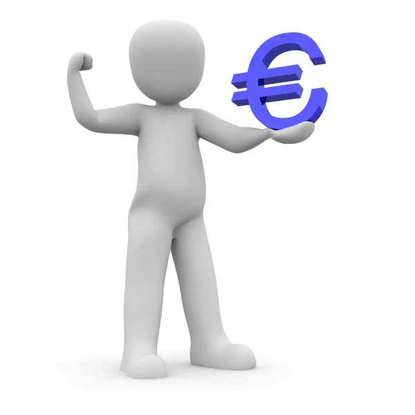 Holding blue euro 2 — Stock Photo, Image