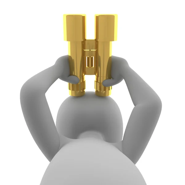 The golden binoculars as observers and vision device. — Stock Photo, Image