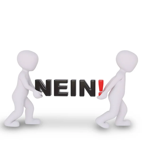 Two Stickman Carry Letters Nein — Stock Photo, Image