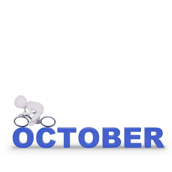 Oktober Maand Kalender Blauwe Kleur Rechtenvrije Stockfoto's