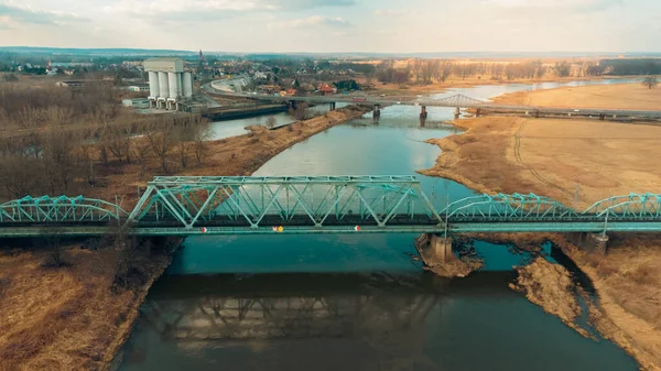 Ponte Ferroviária Sobre Rio Oder Scinawa Polônia — Fotografia de Stock