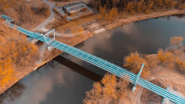 Järnvägsbro Över Floden Warta Poznan Polen Stadsutsikt Drönare Foto — Stockfoto
