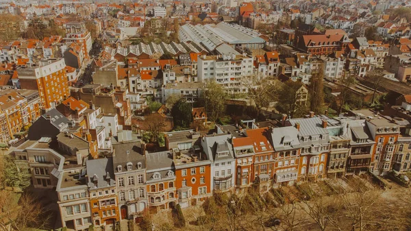 Prachtig Uitzicht Betegelde Rode Daken Van Brussel België Een Zonnige — Stockfoto