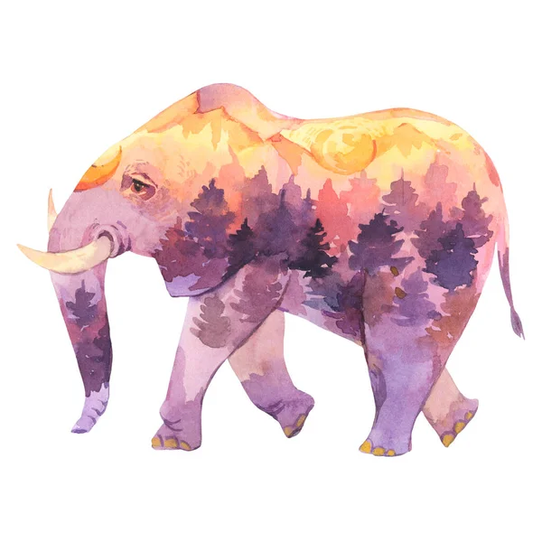 Elefante Sacro Spirituale Totem Animali Acquerello Illustrazione Isolato Bianco — Foto Stock