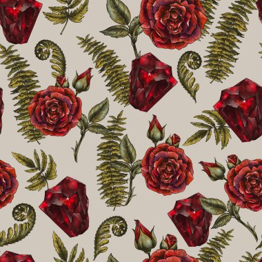 Sihirli kırmızı gül pürüzsüz desen, çiçek büyüsü dokusu, cadı çiçekleri duvar kağıdı.