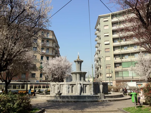 Město památník Fontána milan itly — Stock fotografie