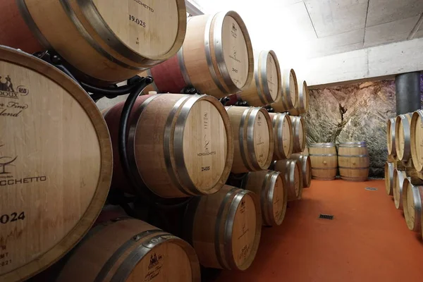 Wine Barrels Old Cellar Stock Image