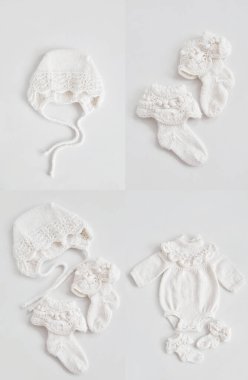 Örgü örmek için çocuk kıyafetleri ve aksesuarlar örüyordu. Dikiş ve örgü. Hobiler ve yaratıcılık. Çocuklar için örgü. El yapımı. Hobiler ve yaratıcılık.