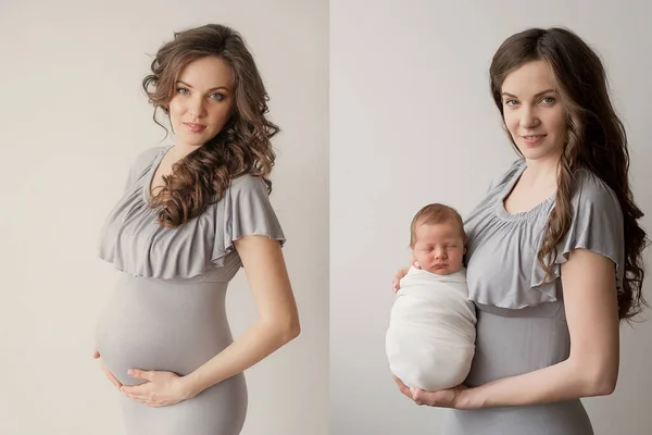 Bebé Recién Nacido Brazos Madre Postal Del Día Madre Pascua — Foto de Stock