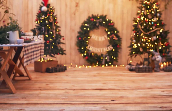 Anno Nuovo Decorazioni Cortile Natale Albero Natale Ghirlanda Regali Vacanze — Foto Stock