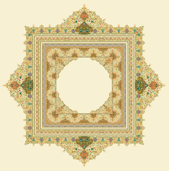 Αραβικό Floral Frame Παραδοσιακό Ισλαμικό Σχέδιο Στοιχείο Διακόσμησης Τζαμιού Εικονογράφηση — Διανυσματικό Αρχείο