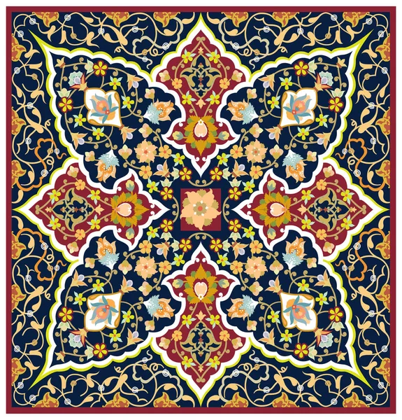 Prydnadsblommor Arabiska Blommiga Gränsen Traditionell Islamisk Design — Stock vektor