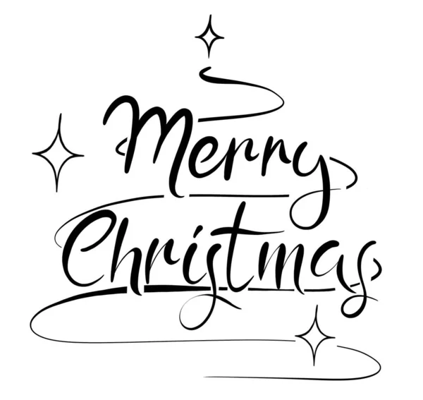 Lettering Illustration Merry Christmas White Background — Stock vektor
