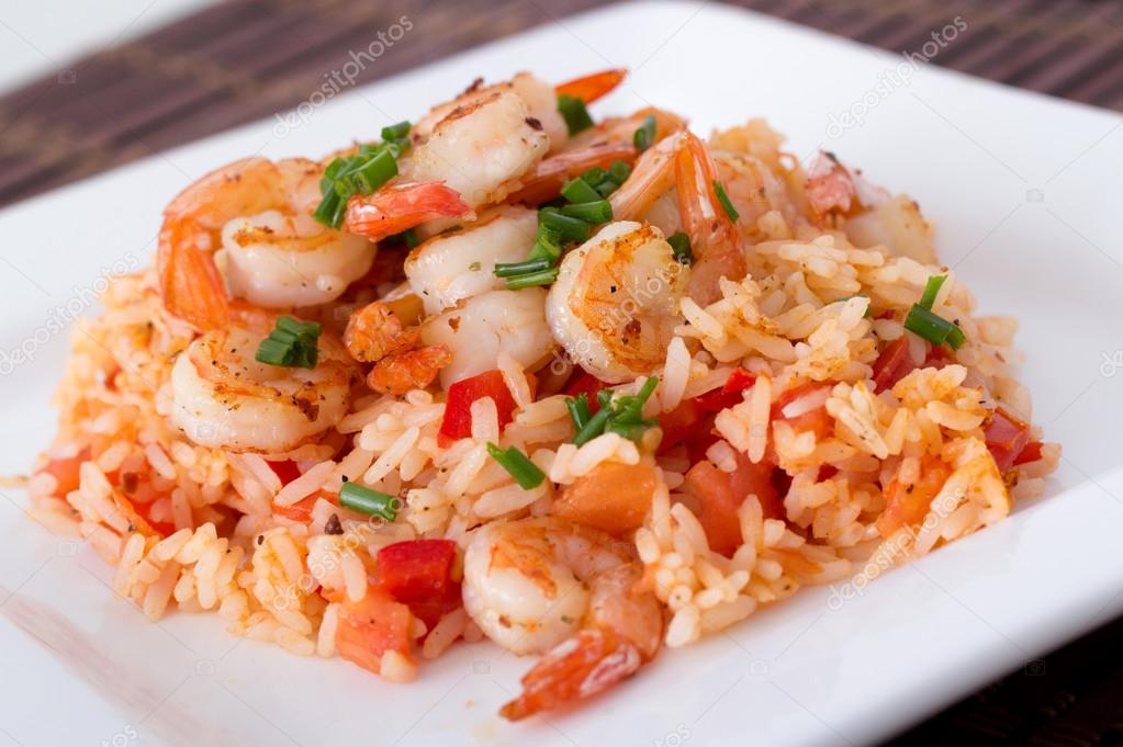 garlic shrimp on rice