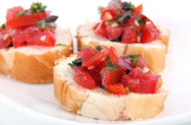 Bruschetta ekmek üzerinde