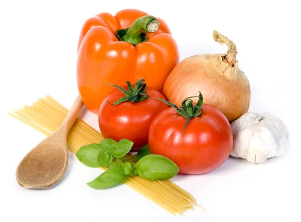 Špagety těstoviny ingredience — Stock fotografie