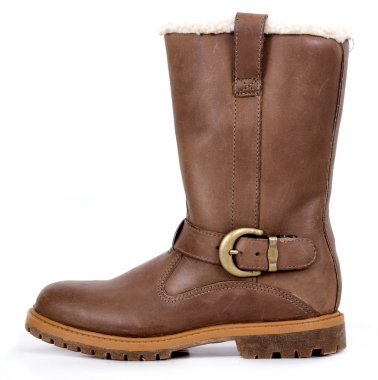 deri kış çizme beyaz izole