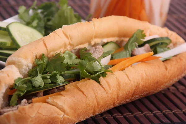 Vepřové banh mi vietnamský sendvič — Stock fotografie