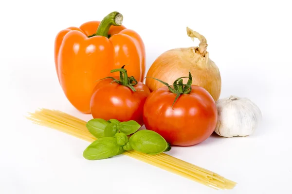 Rajčatová omáčka těstoviny přísada — Stock fotografie