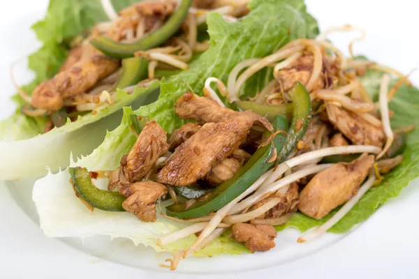 Chicken sauté on lettuce — Stock Photo, Image