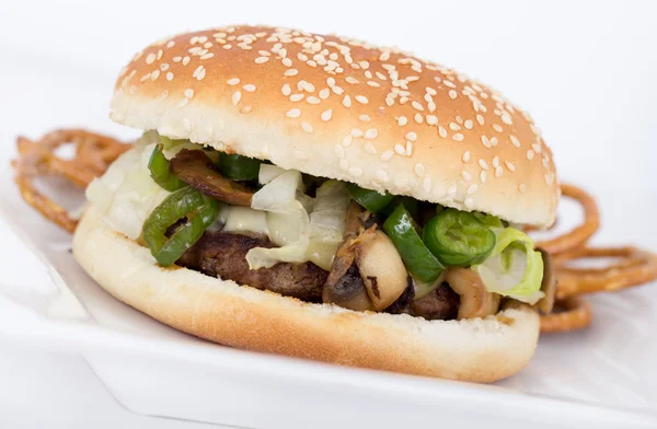 Gomba és a sajt burger — Stock Fotó