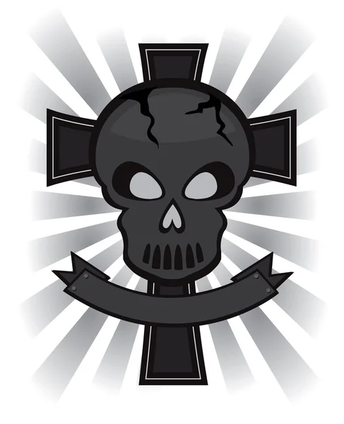 Black skull cross — Stock Vector