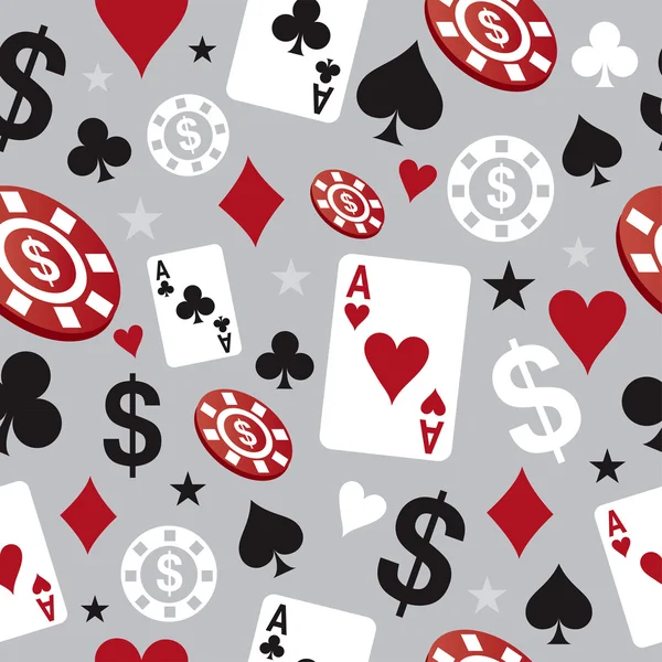 Poker casino sem costura padrão — Vetor de Stock