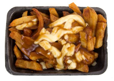 Poutine quebec yemek patates kızartması ile