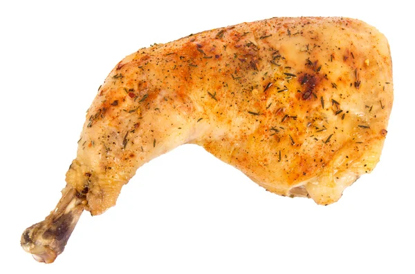 Roasted chicken leg on white background — Stock Photo, Image