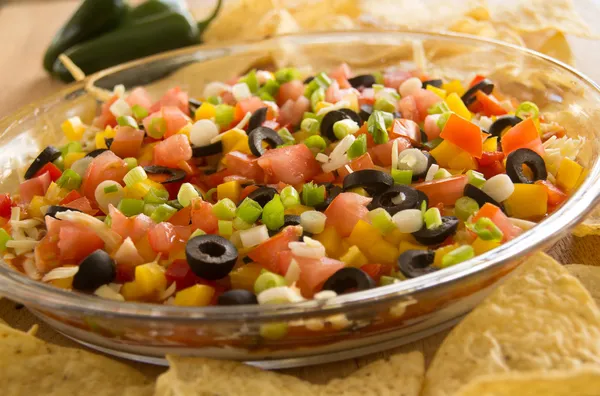Multicolorido festivo salsa mergulho closeup — Fotografia de Stock