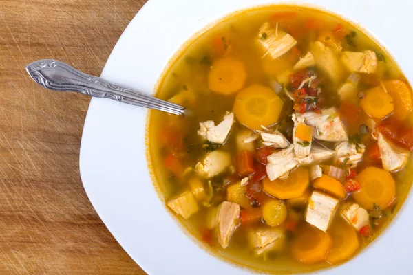 Chicken and vegetable soup — Stock Photo, Image