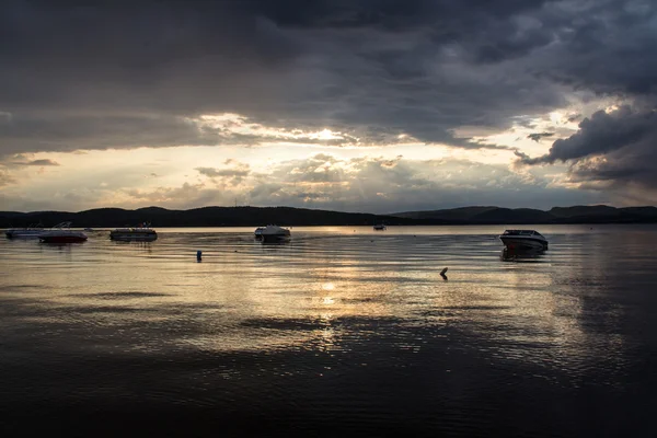 Dunkler Sonnenuntergang Über Dem See Gabriel Brandon Lanaudiere Quebec Canada — Stockfoto