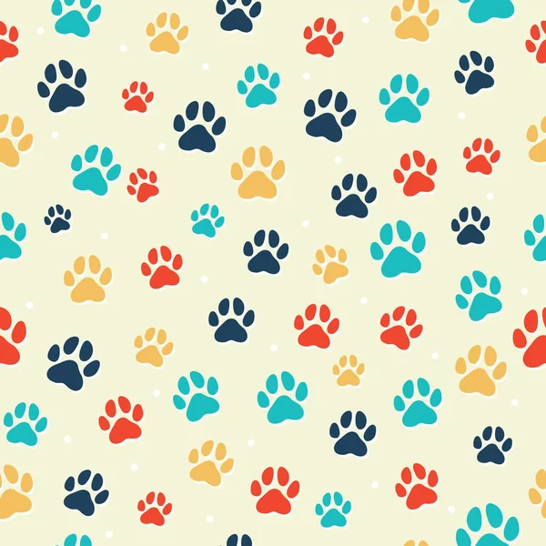 Dog Paw Footprint Seamless Pattern Vector Cute Background Illustration — Stock Vector