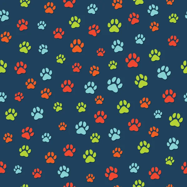 Dog Paw Puppy Footprint Seamless Pattern Vector Cute Background — Stock Vector