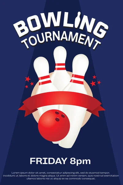 Bowling League Turnier Flyer Poster Design Vektor — Stockvektor