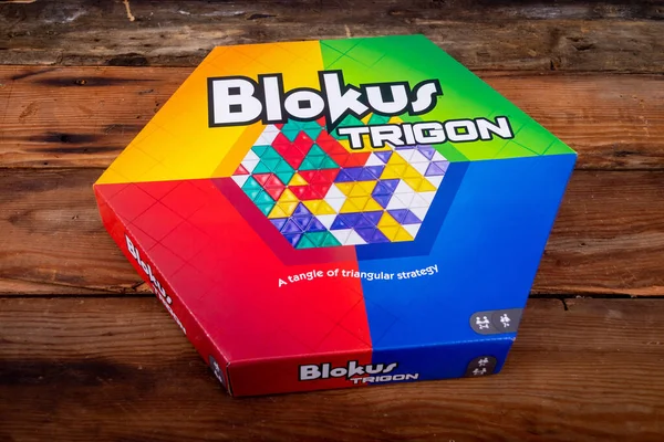 Sorel Tracy Canada December 2021 Kijk Blokus Trigon Strategiebordspel Houten — Stockfoto