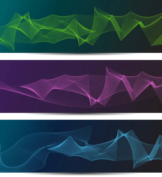 Digital Technology Dynamic Lines Waves Concept Abstract Background Banners Vector — Vetor de Stock