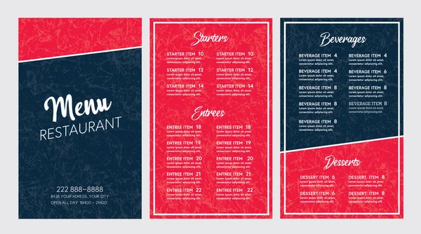 Restaurace Menu Moderní Design Šablony Rozvržení Kůže Textury Pozadí — Stockový vektor